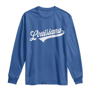Retro Louisiana Long Sleeve Shirt Vintage City State Distressed Pride TS11 Royal Blue Print Your Wear