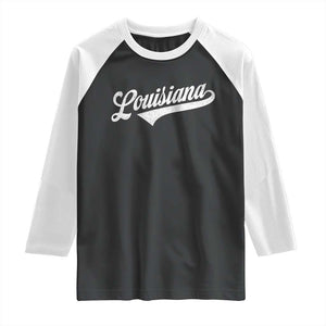 Retro Louisiana Raglan Shirt Vintage City State Distressed Pride TS11 Black White Print Your Wear