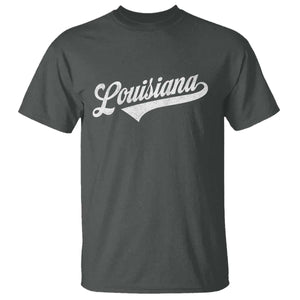 Retro Louisiana T Shirt Vintage City State Distressed Pride TS11 Dark Heather Print Your Wear