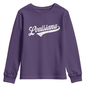 Retro Louisiana Youth Sweatshirt Vintage City State Distressed Pride TS11 Purple Print Your Wear