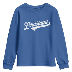 Retro Louisiana Youth Sweatshirt Vintage City State Distressed Pride TS11 Royal Blue Print Your Wear