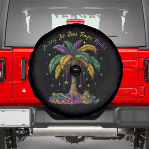 Funny Mardi Gras Coconut Palm Tree Spare Tire Cover Laissez Les Bons Temps Rouler Beads Masks TS11 Black Print Your Wear