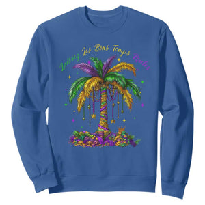 Funny Mardi Gras Coconut Palm Tree Sweatshirt Laissez Les Bons Temps Rouler Beads Masks TS11 Royal Blue Print Your Wear