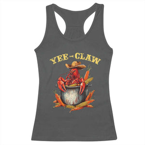 Funny Louisiana Crawfish Cowboy Racerback Tank Top Yee Claw Cajun Seafood TS11 Dark Heather Print Your Wear