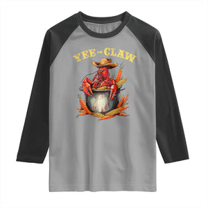 Funny Louisiana Crawfish Cowboy Raglan Shirt Yee Claw Cajun Seafood TS11 Sport Gray Black Print Your Wear