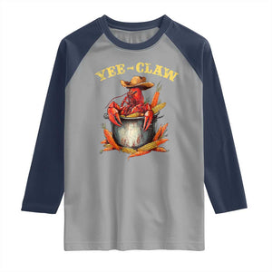 Funny Louisiana Crawfish Cowboy Raglan Shirt Yee Claw Cajun Seafood TS11 Sport Gray Navy Print Your Wear
