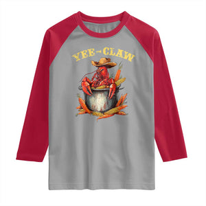 Funny Louisiana Crawfish Cowboy Raglan Shirt Yee Claw Cajun Seafood TS11 Sport Gray Red Print Your Wear