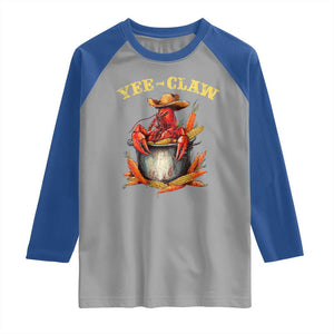 Funny Louisiana Crawfish Cowboy Raglan Shirt Yee Claw Cajun Seafood TS11 Sport Gray Royal Print Your Wear