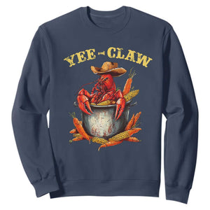 Funny Louisiana Crawfish Cowboy Sweatshirt Yee Claw Cajun Seafood TS11 Navy Print Your Wear