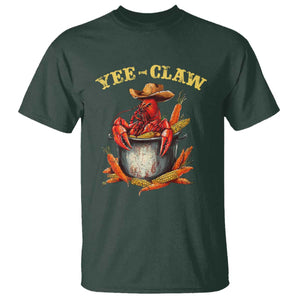 Funny Louisiana Crawfish Cowboy T Shirt Yee Claw Cajun Seafood TS11 Dark Forest Green Print Your Wear