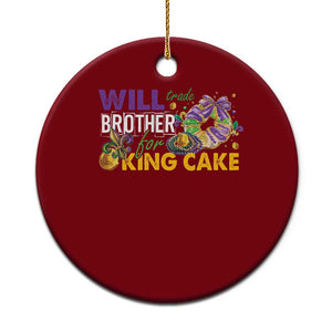 Funny Mardi Gras Will Trade Brother For King Cake Ceramic Ornament Beads Doubloons TS11 1pc Red Print Your Wear