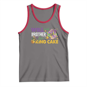 Funny Mardi Gras Will Trade Brother For King Cake Tank Top Beads Doubloons TS11 Deep Heather Red Print Your Wear