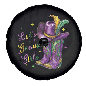Funny Mardi Gras Cowgirl Spare Tire Cover Let's Geaux Girls Western Cowgirl Boots Carnival TS11 Print Your Wear