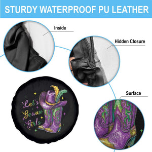 Funny Mardi Gras Cowgirl Spare Tire Cover Let's Geaux Girls Western Cowgirl Boots Carnival TS11 Print Your Wear