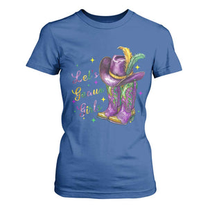 Funny Mardi Gras Cowgirl T Shirt For Women Let's Geaux Girls Western Cowgirl Boots Carnival TS11 Royal Blue Print Your Wear