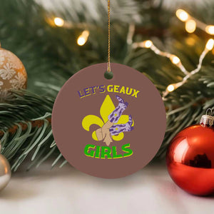 Funny Mardi Gras Cowgirl Ceramic Ornament Let's Geaux Girls Fleur De Lys TS11 1pc Mocha Print Your Wear