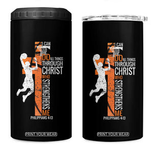 Funny Basketball Christian 4 in 1 Can Cooler Tumbler I Can Do All Things Through Christ Who Strengthens Me TS11 One Size: 16 oz Black Print Your Wear