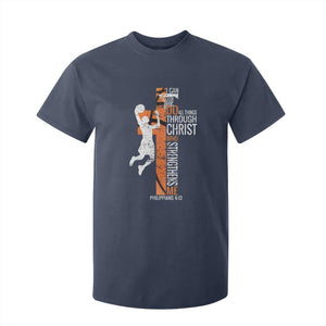 Funny Basketball Christian T Shirt For Kid I Can Do All Things Through Christ Who Strengthens Me TS11 Navy Print Your Wear