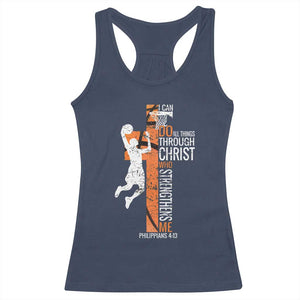 Funny Basketball Christian Racerback Tank Top I Can Do All Things Through Christ Who Strengthens Me TS11 Navy Print Your Wear