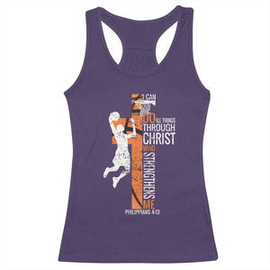 Funny Basketball Christian Racerback Tank Top I Can Do All Things Through Christ Who Strengthens Me TS11 Purple Print Your Wear