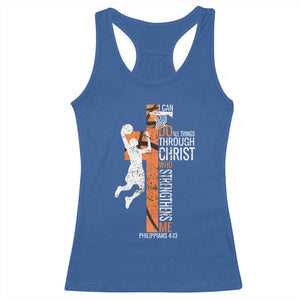Funny Basketball Christian Racerback Tank Top I Can Do All Things Through Christ Who Strengthens Me TS11 Royal Blue Print Your Wear