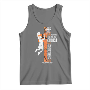 Funny Basketball Christian Tank Top I Can Do All Things Through Christ Who Strengthens Me TS11 Black Heather Print Your Wear