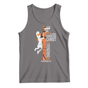 Funny Basketball Christian Tank Top I Can Do All Things Through Christ Who Strengthens Me TS11 Deep Heather Print Your Wear