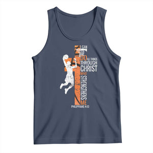 Funny Basketball Christian Tank Top I Can Do All Things Through Christ Who Strengthens Me TS11 Navy Print Your Wear