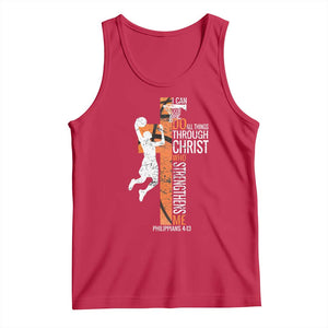 Funny Basketball Christian Tank Top I Can Do All Things Through Christ Who Strengthens Me TS11 Red Print Your Wear