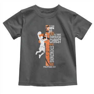 Funny Basketball Christian Toddler T Shirt I Can Do All Things Through Christ Who Strengthens Me TS11 Dark Heather Print Your Wear