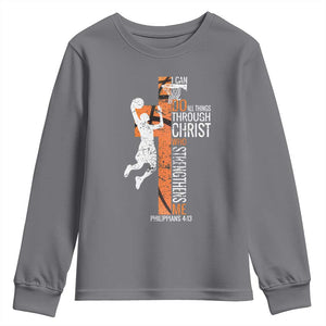 Funny Basketball Christian Youth Sweatshirt I Can Do All Things Through Christ Who Strengthens Me TS11 Charcoal Print Your Wear