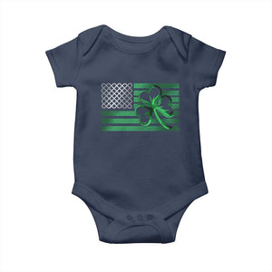 Funny Irish Americans Baby Onesie Shamrock Celtic Knot American Flag St Patrick's Day TS11 Navy Print Your Wear