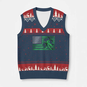 Funny Irish Americans V-Neck Knit Sweater Vest Shamrock Celtic Knot American Flag St Patrick's Day TS11 Navy Red Print Your Wear