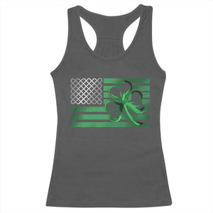 Funny Irish Americans Racerback Tank Top Shamrock Celtic Knot American Flag St Patrick's Day TS11 Dark Heather Print Your Wear