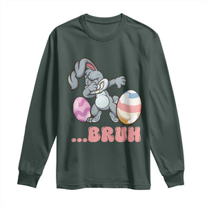 Funny Bruh Dab Rabbit Eggs Easter Day Long Sleeve Shirt TS11 Dark Forest Green Print Your Wear