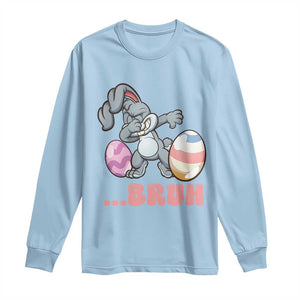 Funny Bruh Dab Rabbit Eggs Easter Day Long Sleeve Shirt TS11 Light Blue Print Your Wear