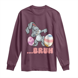 Funny Bruh Dab Rabbit Eggs Easter Day Long Sleeve Shirt TS11 Maroon Print Your Wear