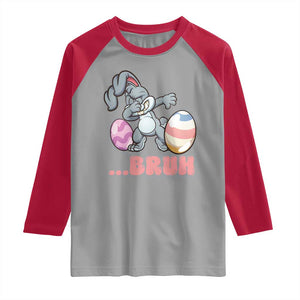 Funny Bruh Dab Rabbit Eggs Easter Day Raglan Shirt TS11 Sport Gray Red Print Your Wear