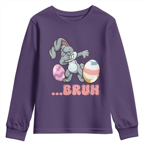 Funny Bruh Dab Rabbit Eggs Easter Day Youth Sweatshirt TS11 Purple Print Your Wear