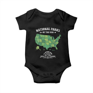 Protect And Preserve National Parks Baby Onesie ESTD 1872 Vintage Forest American Map TS11 Black Print Your Wear