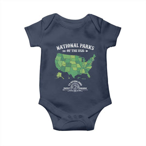 Protect And Preserve National Parks Baby Onesie ESTD 1872 Vintage Forest American Map TS11 Navy Print Your Wear