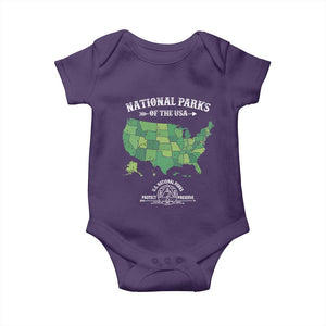 Protect And Preserve National Parks Baby Onesie ESTD 1872 Vintage Forest American Map TS11 Purple Print Your Wear