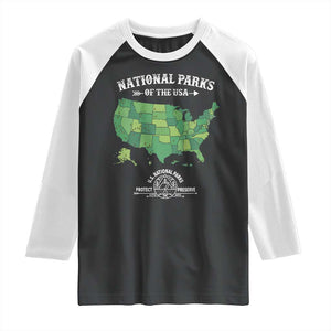 Protect And Preserve National Parks Raglan Shirt ESTD 1872 Vintage Forest American Map TS11 Black White Print Your Wear