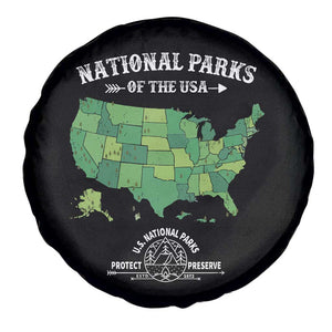 Protect And Preserve National Parks Spare Tire Cover ESTD 1872 Vintage Forest American Map TS11 Print Your Wear