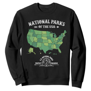 Protect And Preserve National Parks Sweatshirt ESTD 1872 Vintage Forest American Map TS11 Black Print Your Wear