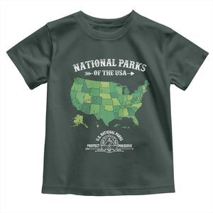 Protect And Preserve National Parks Toddler T Shirt ESTD 1872 Vintage Forest American Map TS11 Dark Forest Green Print Your Wear