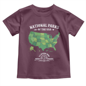 Protect And Preserve National Parks Toddler T Shirt ESTD 1872 Vintage Forest American Map TS11 Maroon Print Your Wear