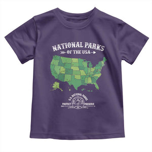 Protect And Preserve National Parks Toddler T Shirt ESTD 1872 Vintage Forest American Map TS11 Purple Print Your Wear