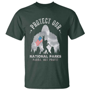 Funny Protect Our National Parks Bigfoot T Shirt Parks Not Profit American Flag TS11 Dark Forest Green Print Your Wear