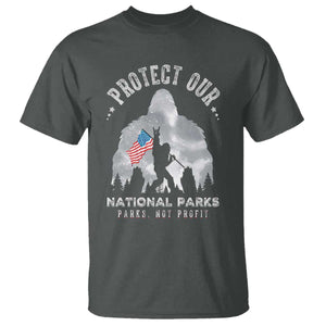 Funny Protect Our National Parks Bigfoot T Shirt Parks Not Profit American Flag TS11 Dark Heather Print Your Wear